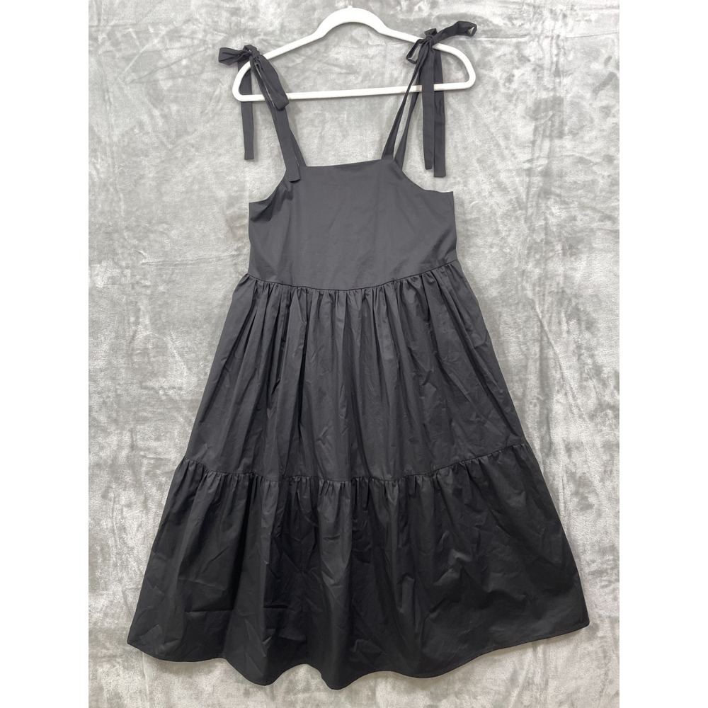 Monica Nera Dress Size Black  Midi Sundress UK‎ 10 (US M)  Shoulder Ties Tiered